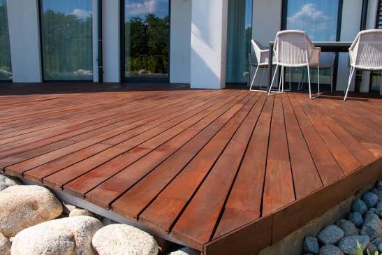 Natural timber decking installation by Glasgow Decking Group